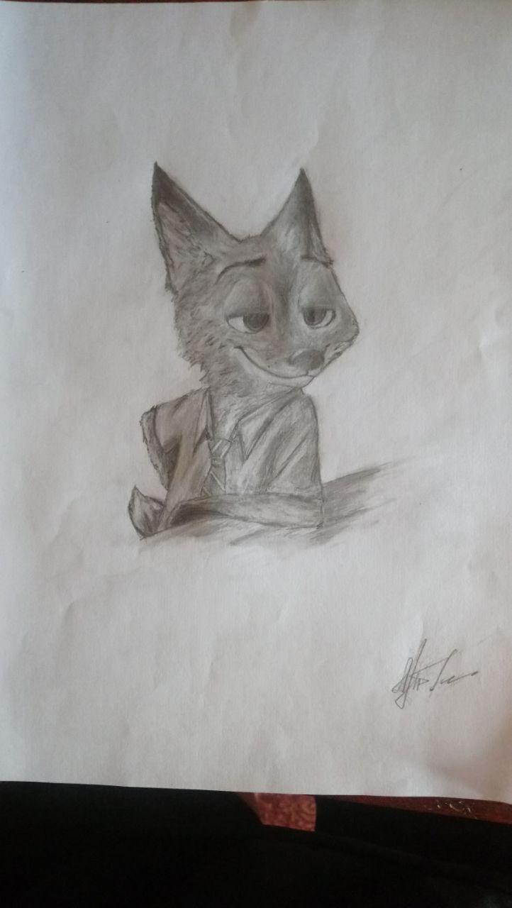 Fox from Zootopia - My, Painting, Simple pencil, Longpost