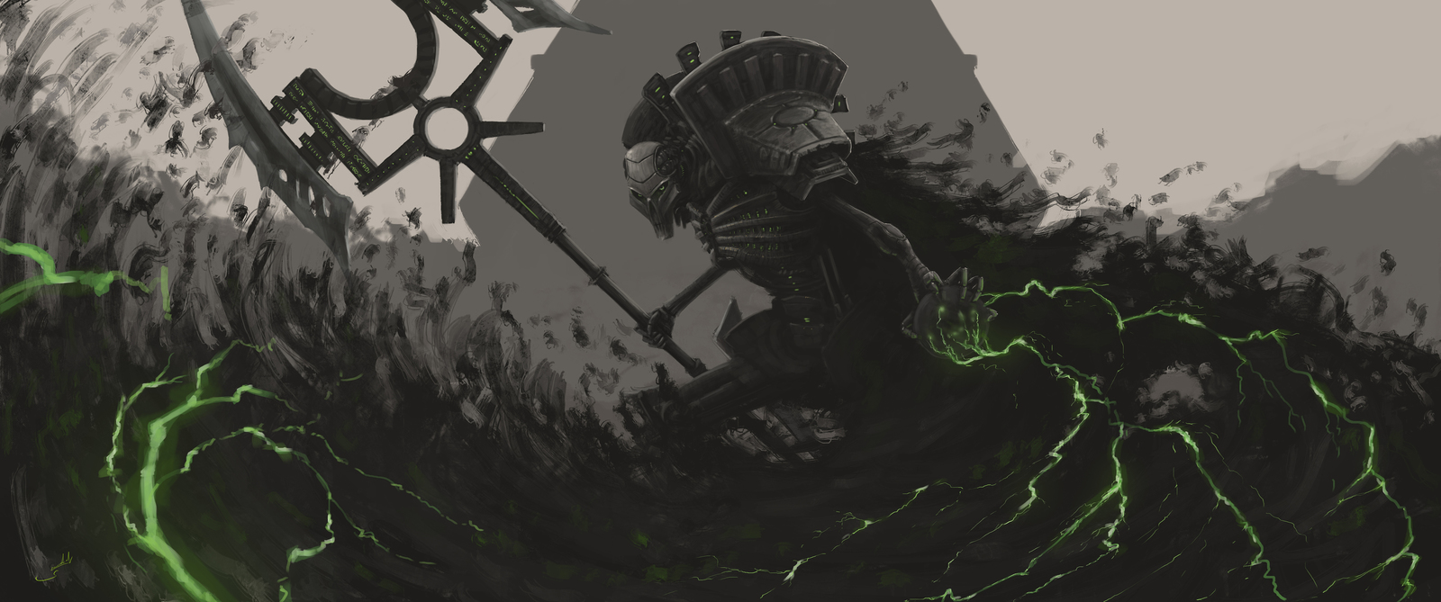 Lord necrons - My, Necrons, Warhammer 40k, Warhammer 40k: Dawn of War I, Dark crusade, Video, Art, , Necron Lord, Drawing, Longpost