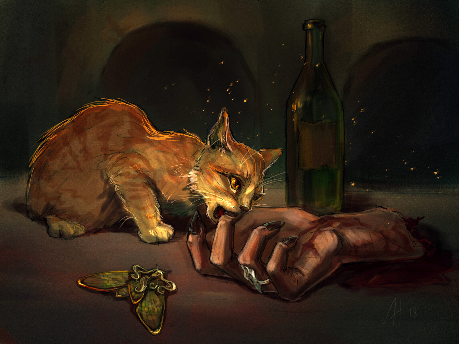 Kus - My, Witcher, cat, Toussaint, Art, Sketch