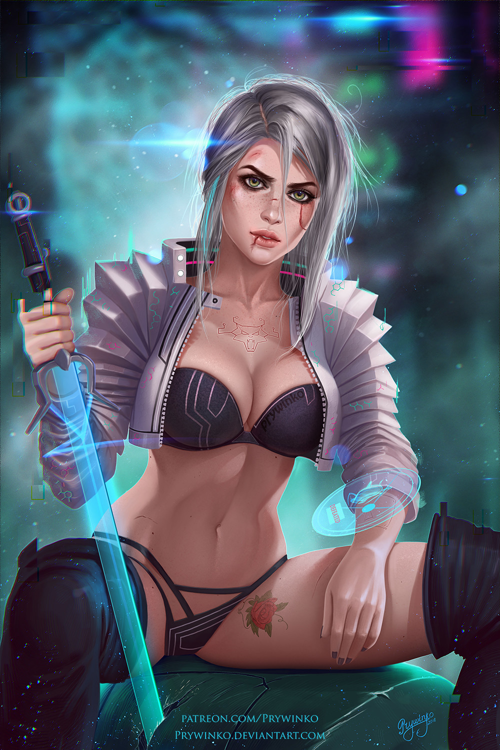 Cyberpunk Ciri - Арт, Игры, Cyberpunk 2077, Ведьмак, Цири, Prywinko