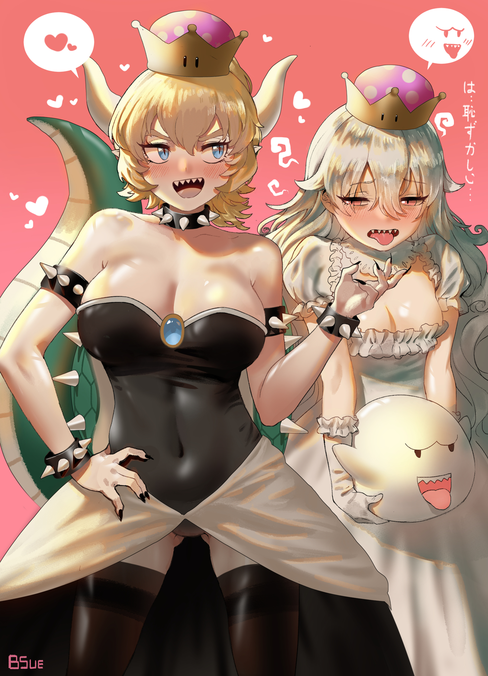 Boosette - Mario, Bowsette, Boosette, Boobs, Anime art, Longpost