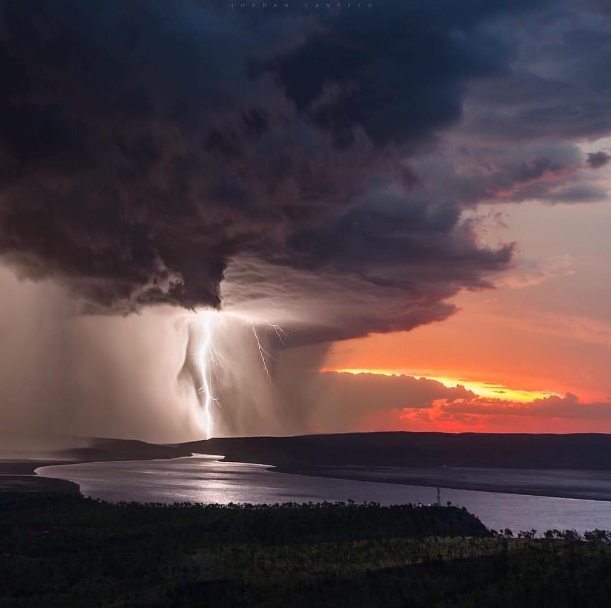 Rain with lightning at sunset - Nature, beauty of nature