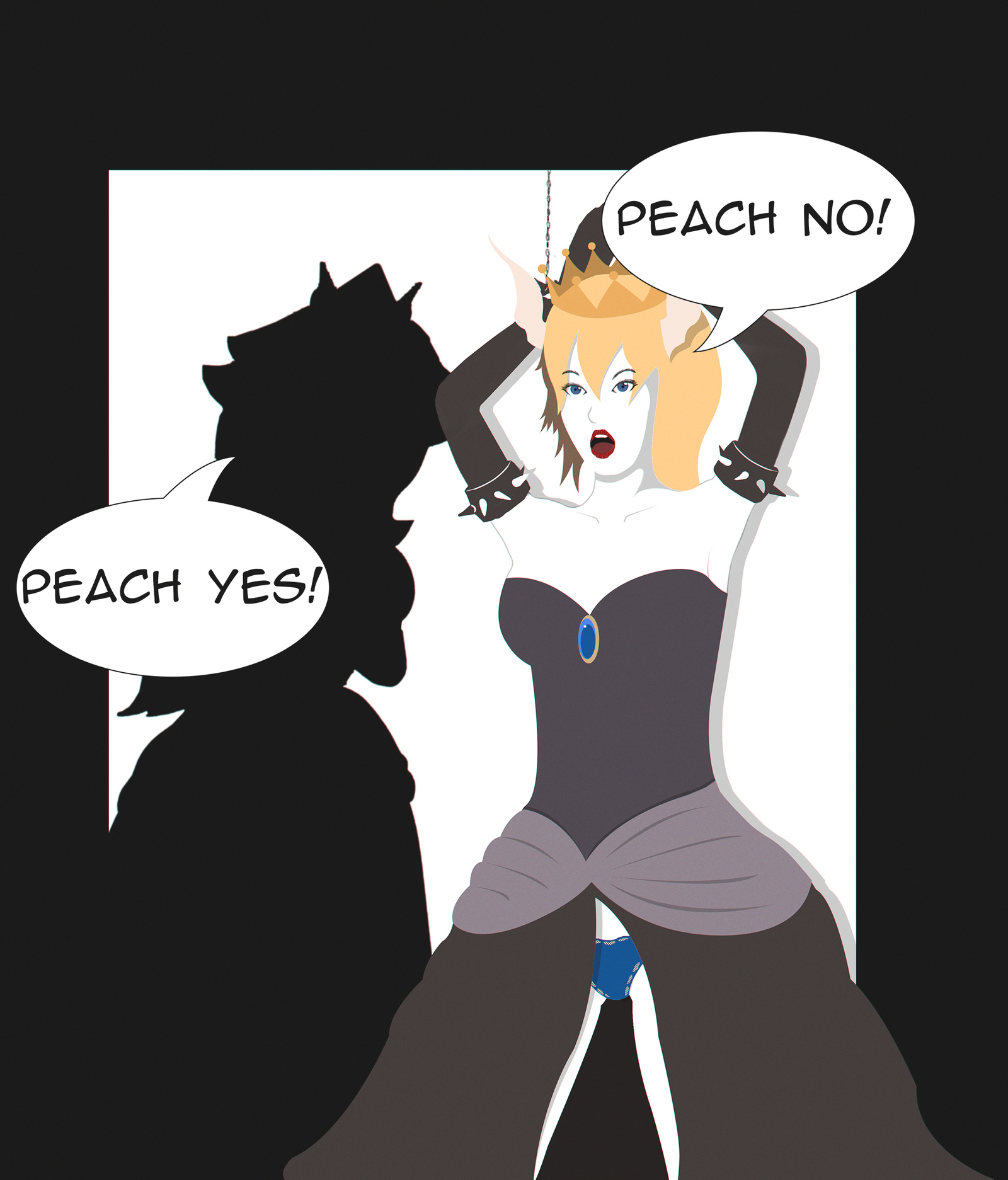 Jealous Peach - Bowsette, Super mario, Game art, Rule 63, Mario, Boss, Super crown, Vladcorvi