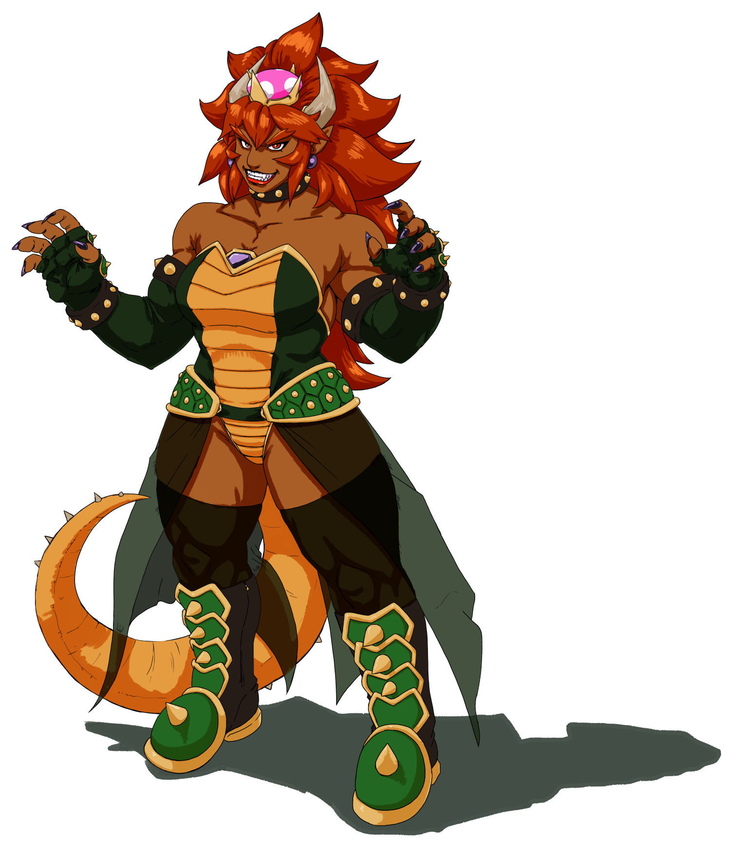 Bowsette - , Art, Strong girl, Super crown, Bowsette, Super mario, Bowser, Monster girl