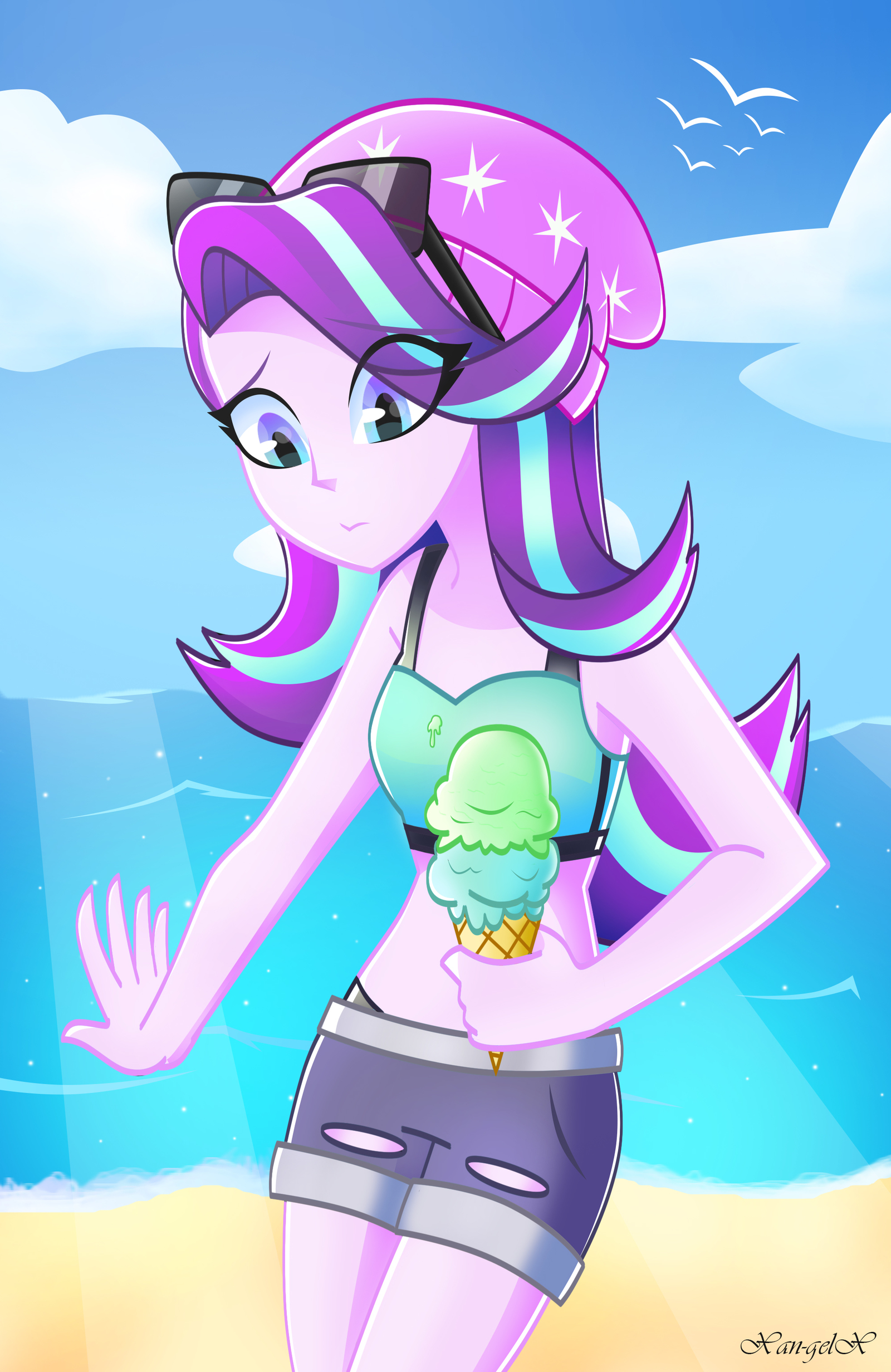 Starlight on the beach - My little pony, Equestria girls, Starlight Glimmer, Xan-Gelx