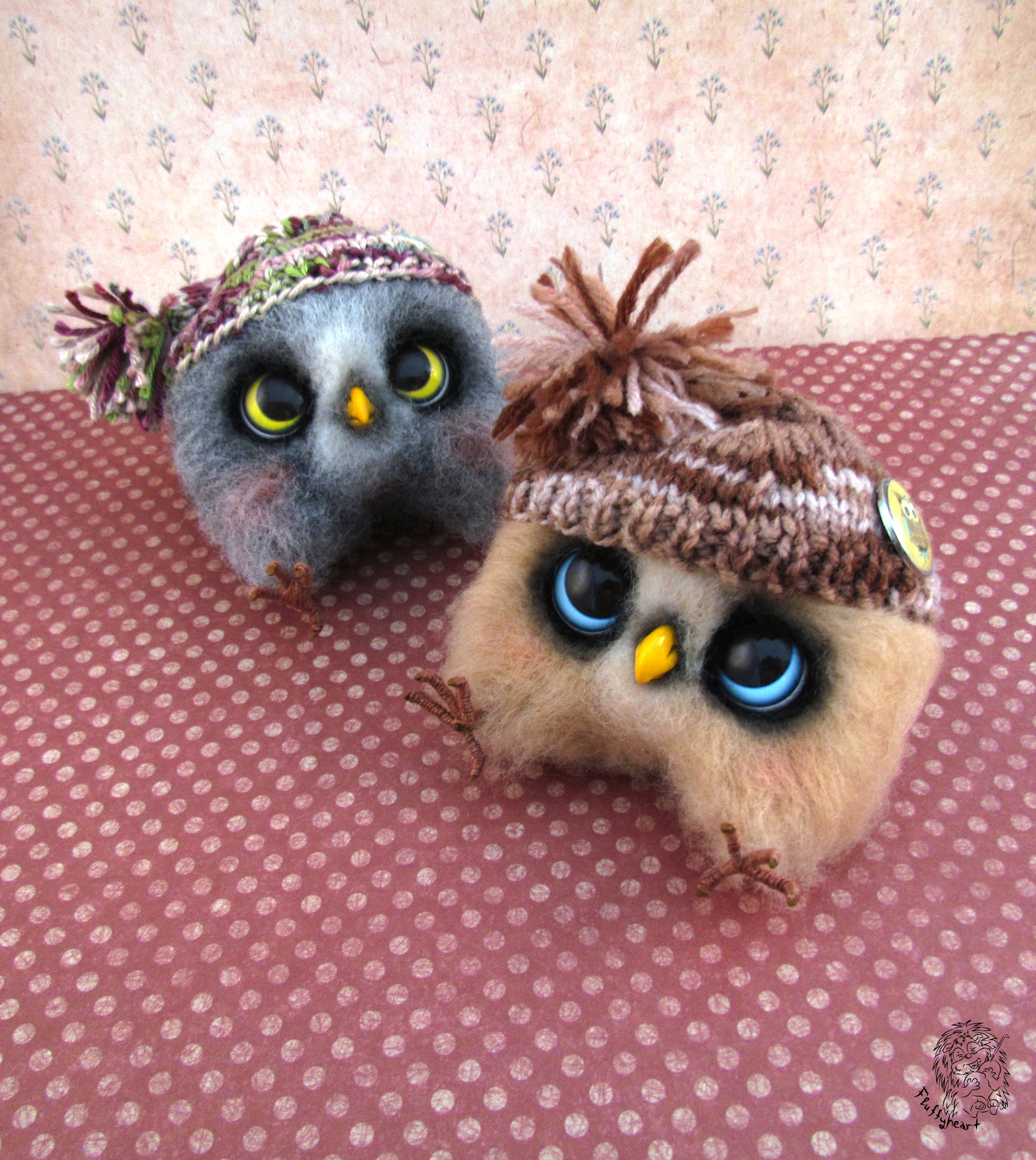 autumn owlets - My, Owl, Dry felting, Needlework without process, Longpost, Wool toy, Owlets, Handmade, Wallow