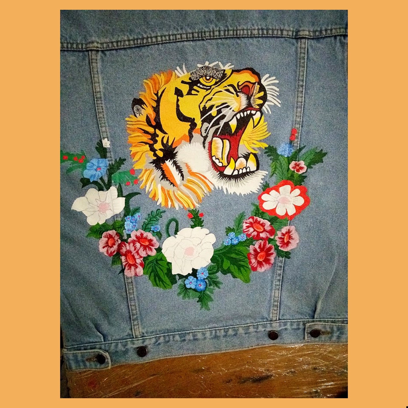 Tiger Gucci Gang - My, Gucci, Tiger, Work, Handmade, Painting on fabric, Creation, Art, My, Video, Longpost