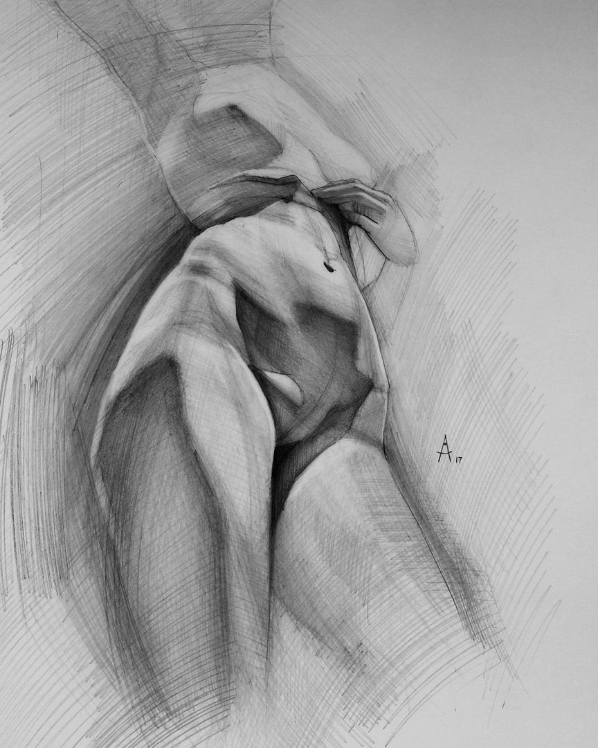 Pencil, A2 - NSFW, My, Drawing, Art, Pencil, Pencil drawing, Anatomy, Female, Women