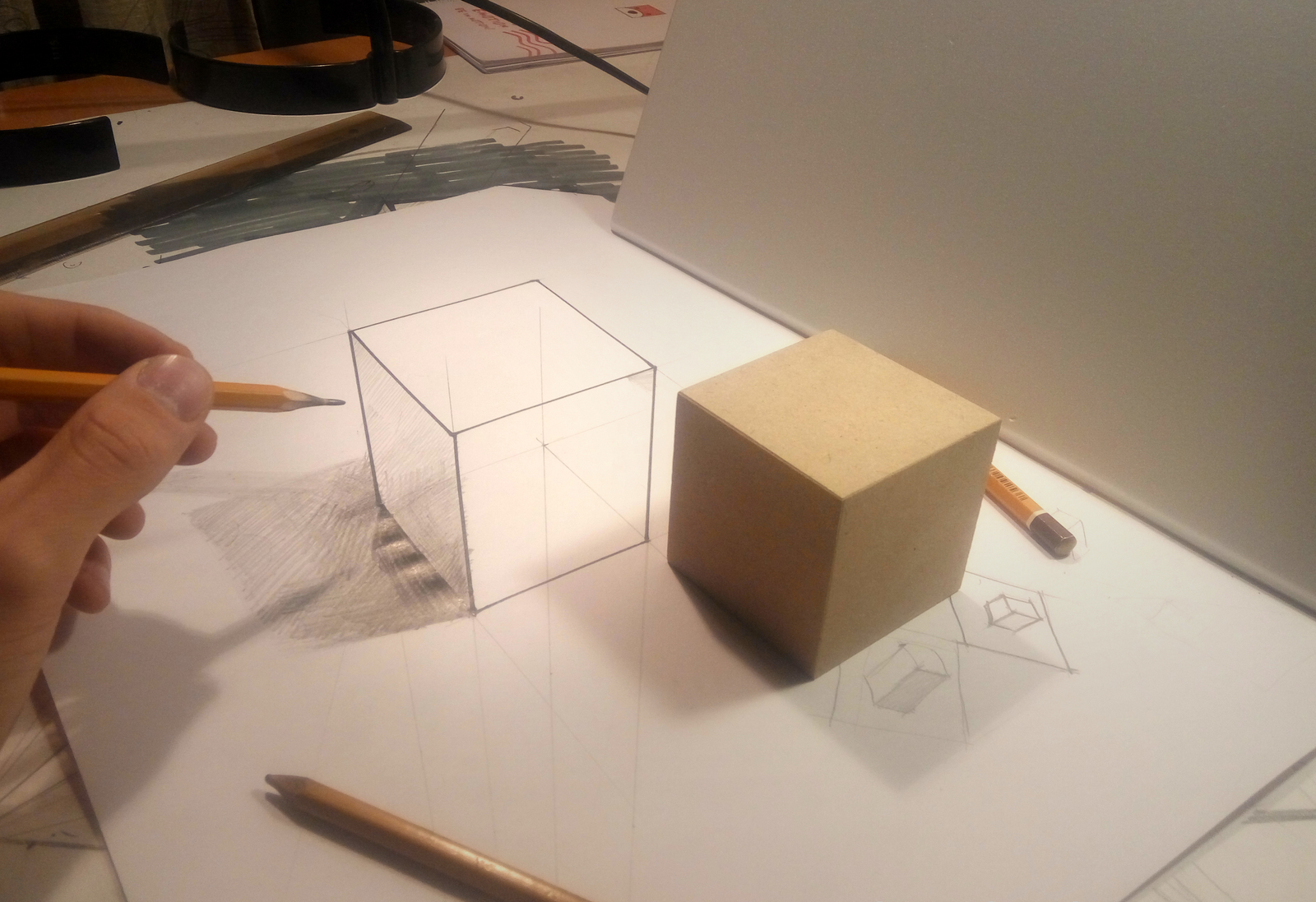 3d drawing. cube. How to learn to draw? - My, Curved Line, 3D graphics, Video, Longpost