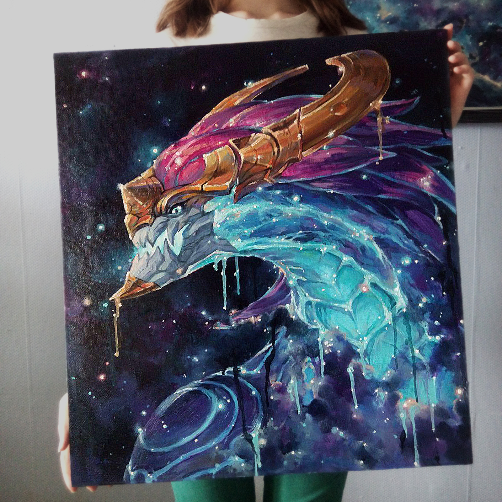 Aurelion Sol. - My, Aurelion Sol, League of legends, Rna1ssnc, Games, Oil painting, Canvas, The Dragon