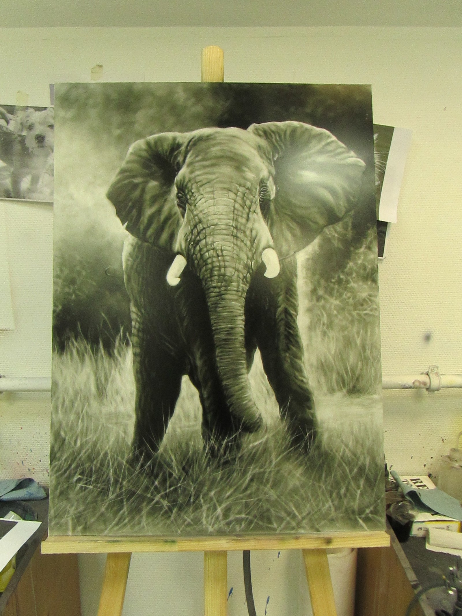 First steps in airbrushing - My, Painting, Airbrushing, Elephants