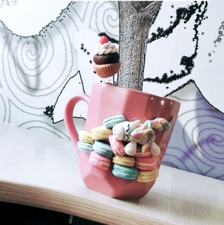 A few goodies for you in the feed) - My, Polymer clay, , A cup, Mug with decor, Кружки