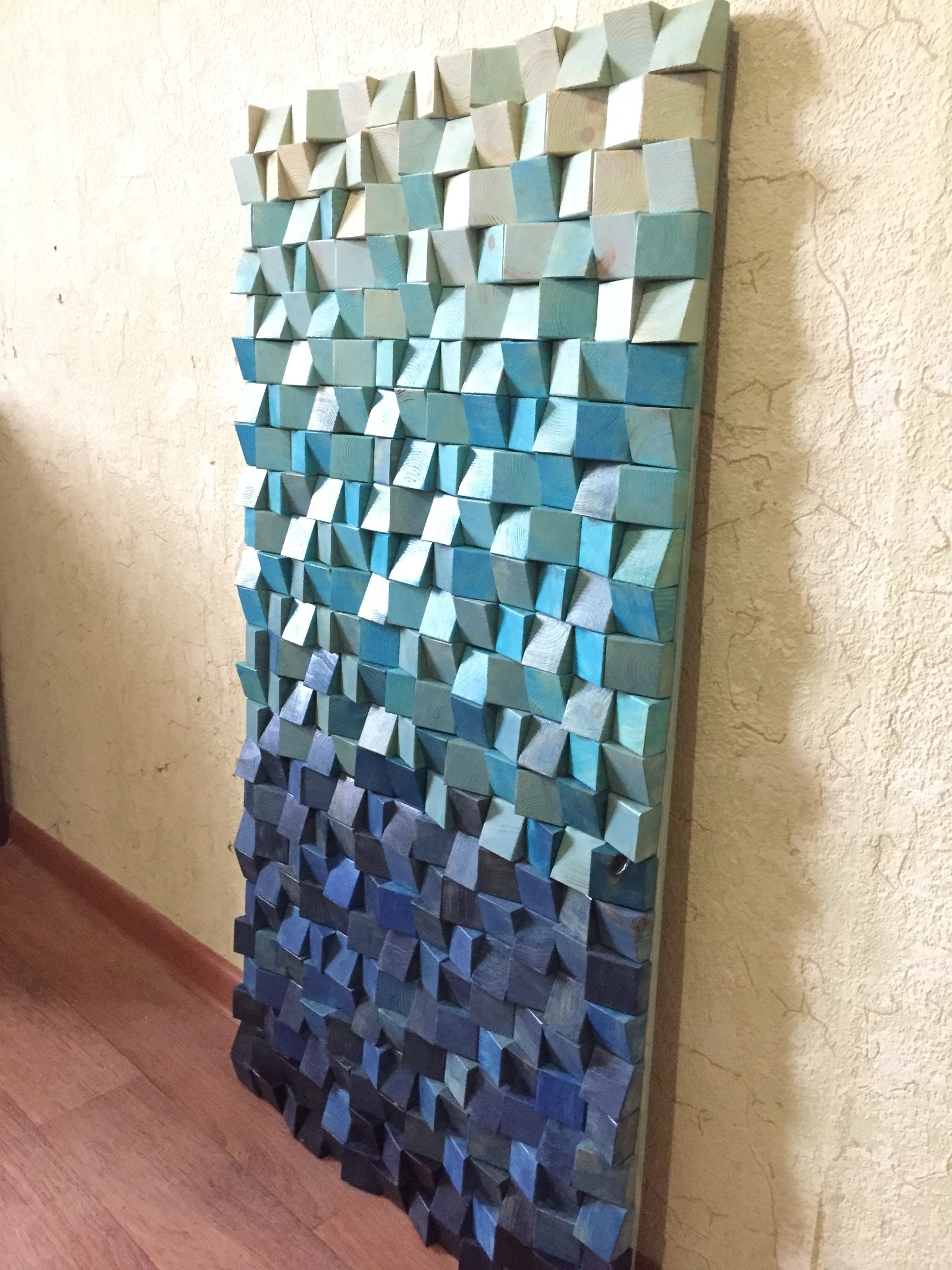 Panel picture of wooden cubes - My, Panel, Painting, Panel made of wood, , Handmade, , Longpost