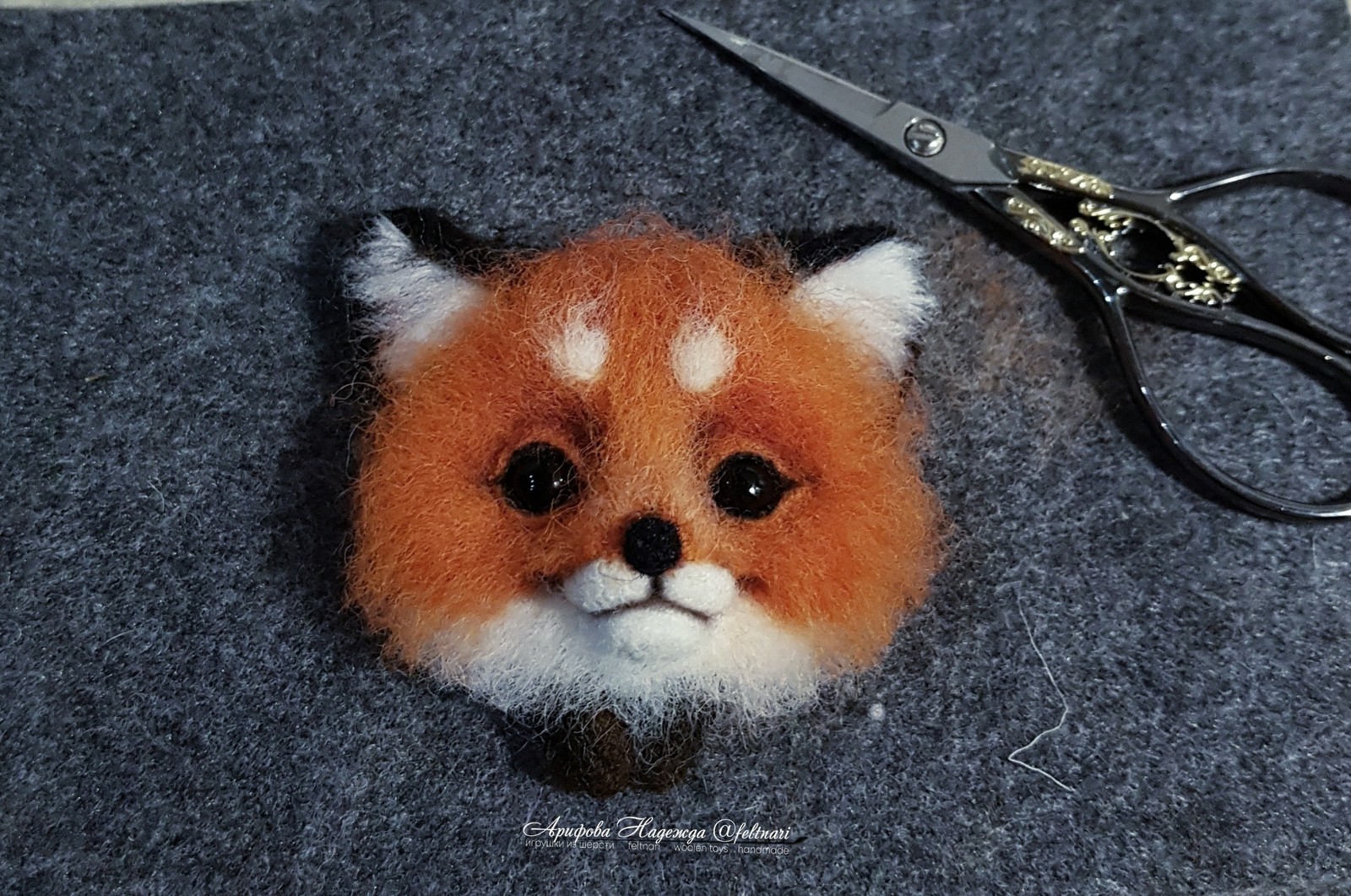 Brooch - chanterelles. Felt - My, Fox, With your own hands, Needlework without process, Brooch, , Fox kids, 