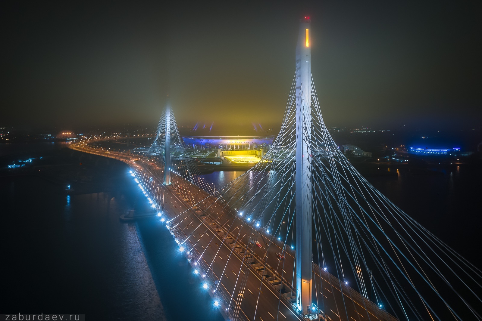 There, beyond the fog... - My, Zsd, Zenith Stadium, Saint Petersburg, , Quadcopter, The photo