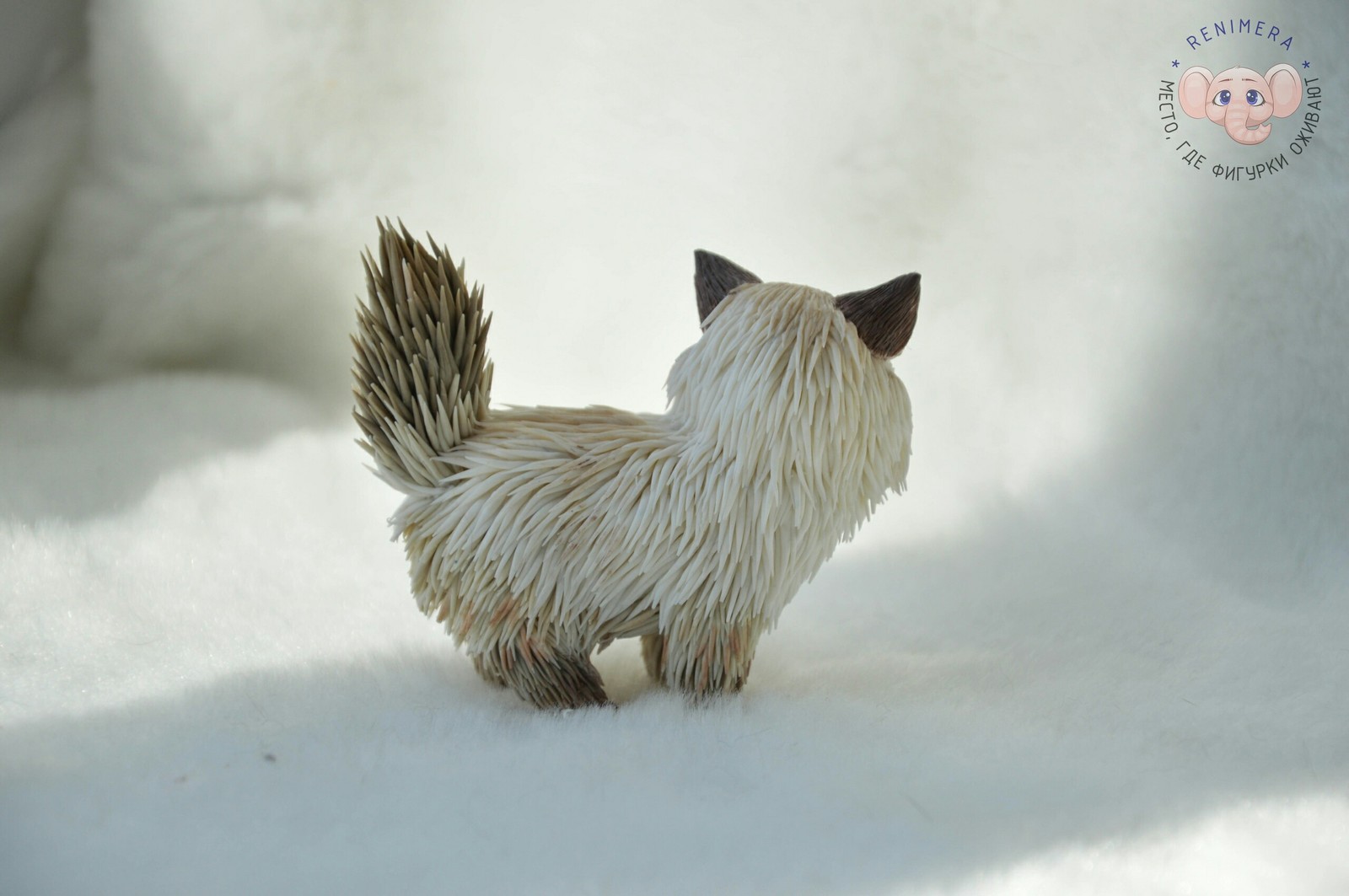 Fluffy cat made of polymer clay - My, cat, Needlework without process, Handmade, Polymer clay, Figurine, Longpost, Figurines