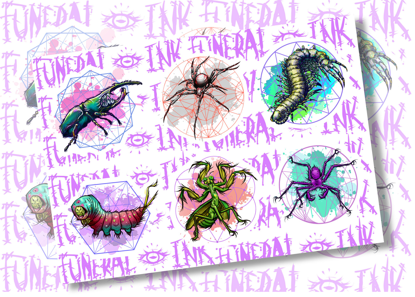 Mutations. Stickers. Adored crawling reptiles. Long Post - My, Art, Stickers, Sticker, Arthropods, Insects, Horror, Longpost