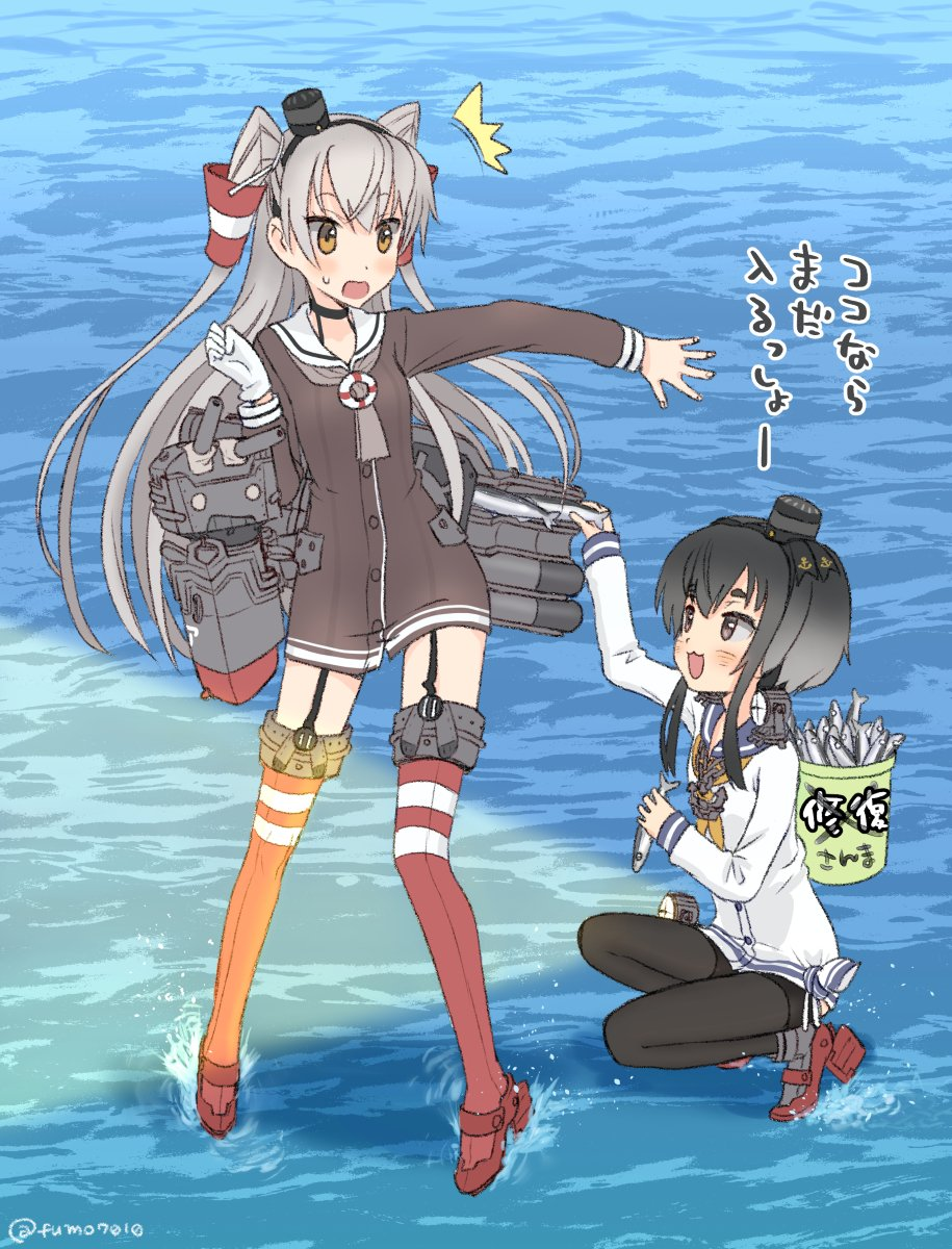 Need more mackerel - Kantai collection, Amatsukaze, Tokitsukaze, Anime, Anime art, Saury event