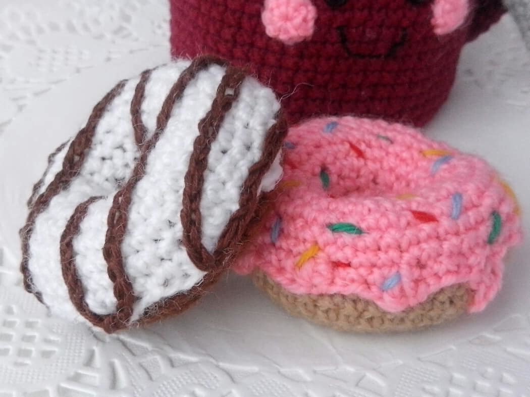 Tea with donuts - My, Friday tag is mine, Amigurumi, Needlework, Кружки, Donuts