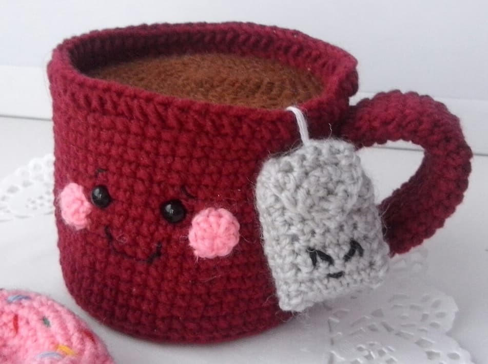 Tea with donuts - My, Friday tag is mine, Amigurumi, Needlework, Кружки, Donuts