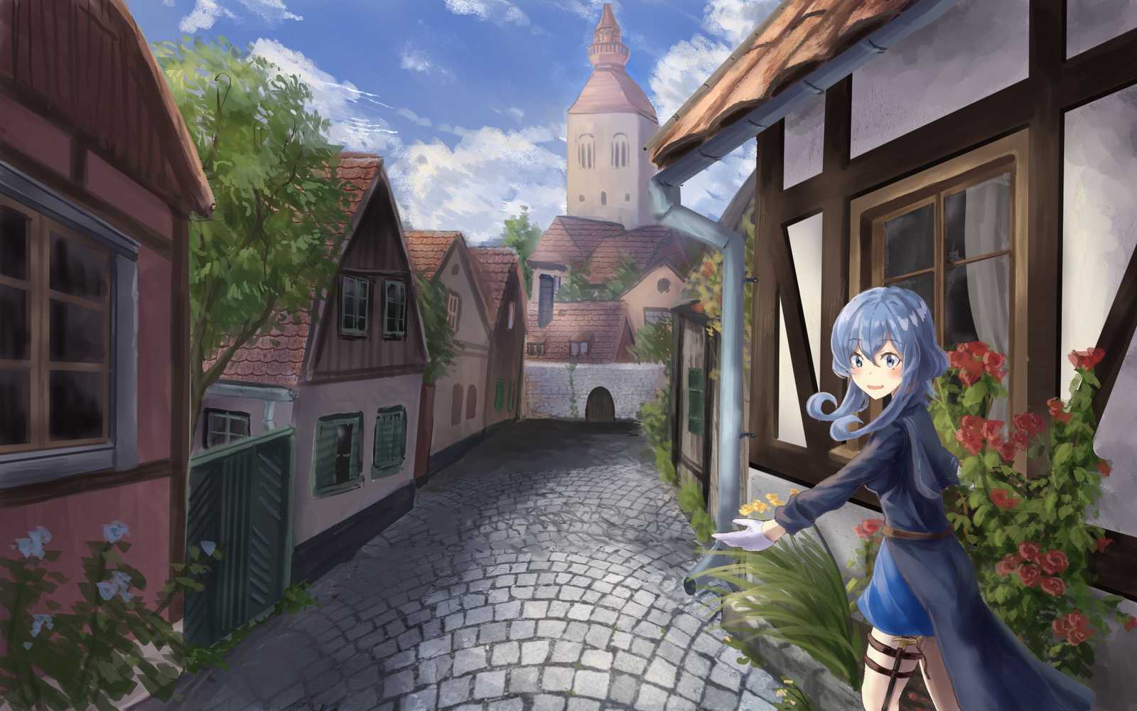 Houses near Gotland - Kantai collection, Gotland, Anime, Anime art