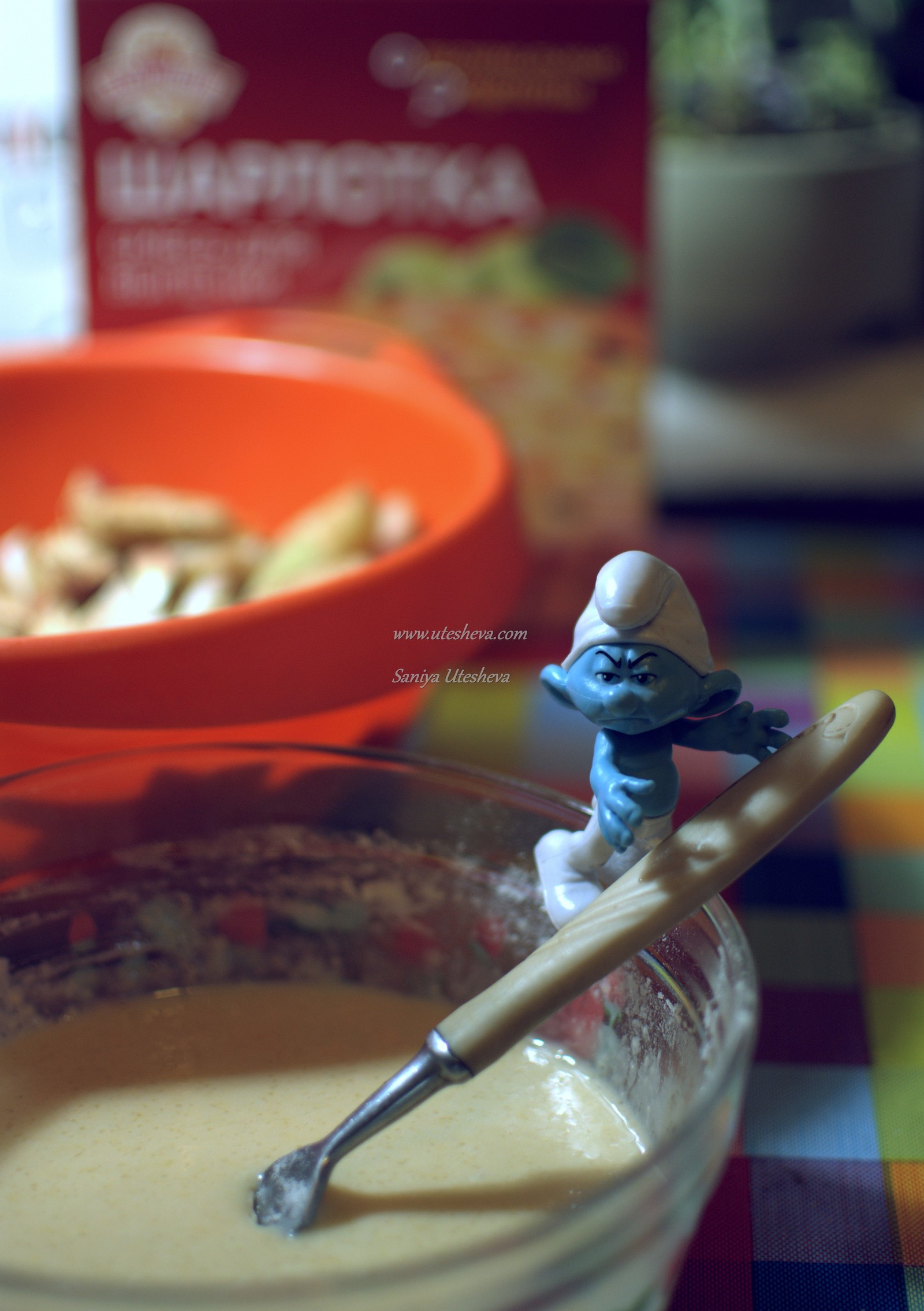 Smurf and Charlotte. - My, The smurfs, Cook at home, Charlotte, Macro photography, Photographer, Cooking, Longpost