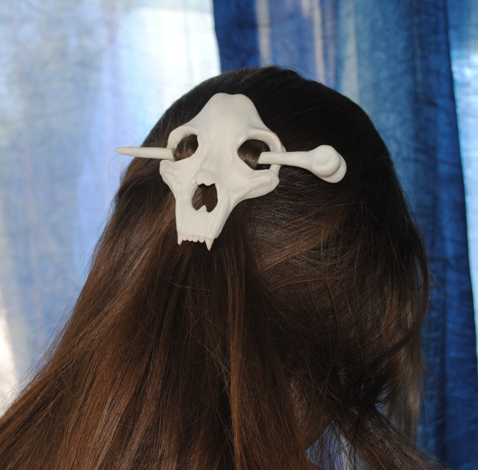 Skull and bone ... Everything is very simple, at first glance - My, Scull, Barrette, Polymer clay, Longpost