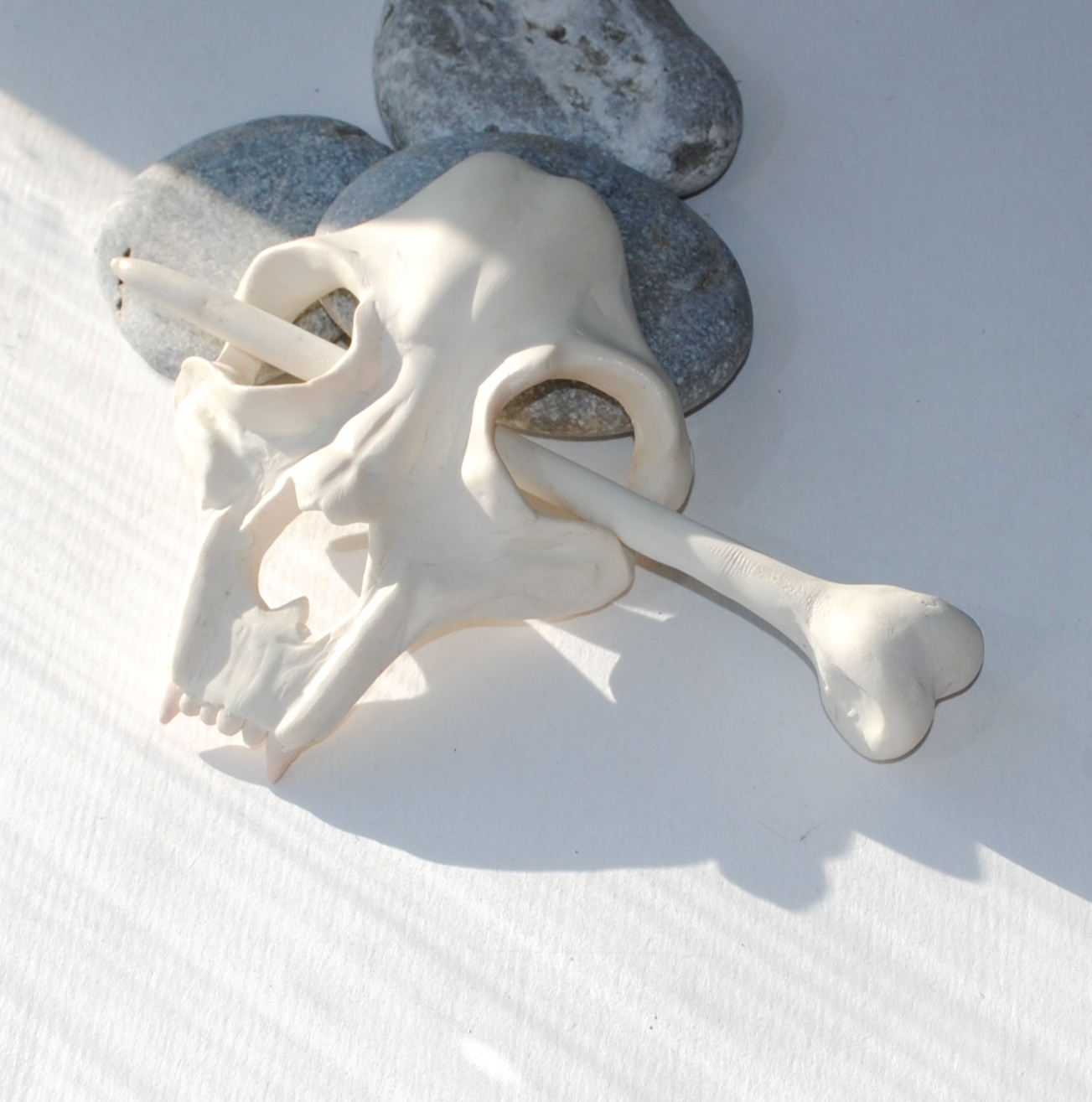 Skull and bone ... Everything is very simple, at first glance - My, Scull, Barrette, Polymer clay, Longpost