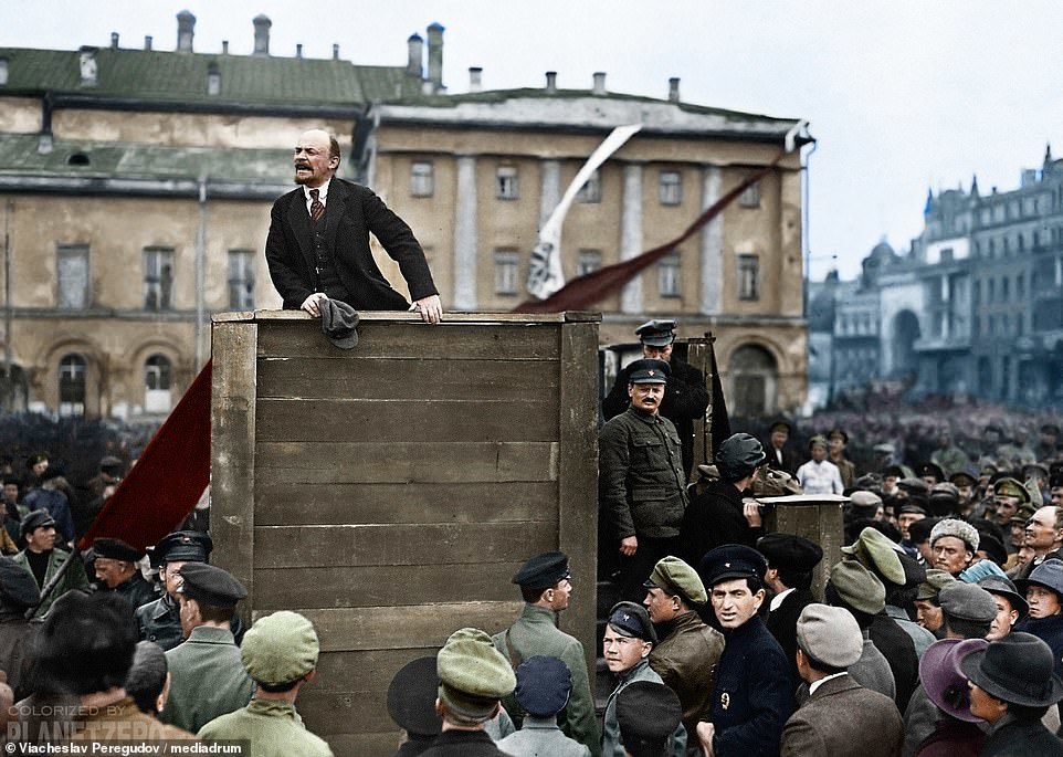 Revolution in color - History in color, Historical photo, Lenin, Trotsky, Stalin, Nicholas II, October Revolution, Longpost