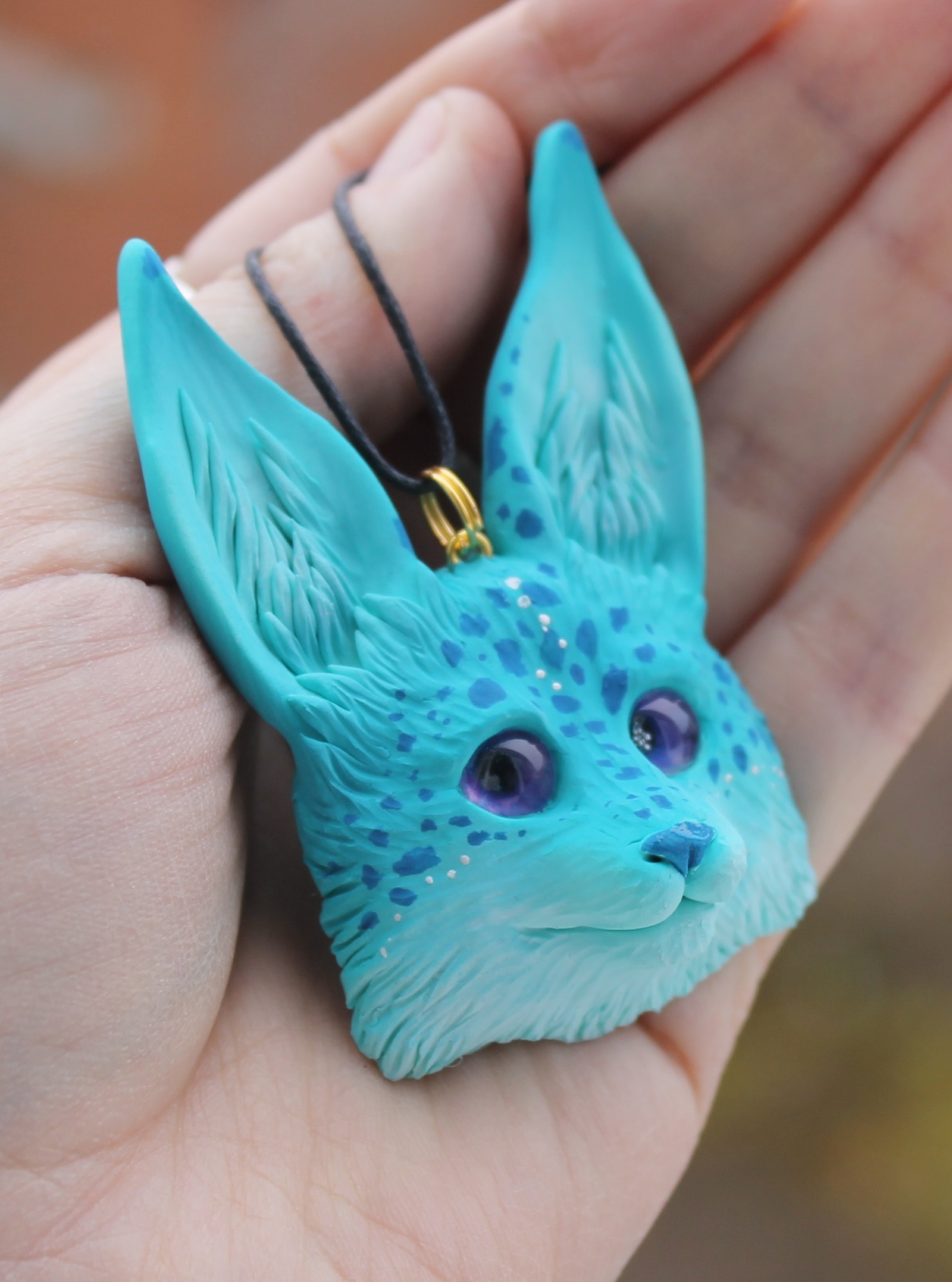 Piece of ice - My, Needlework without process, Лепка, Handmade, Lynx, Pendant, Polymer clay, Longpost