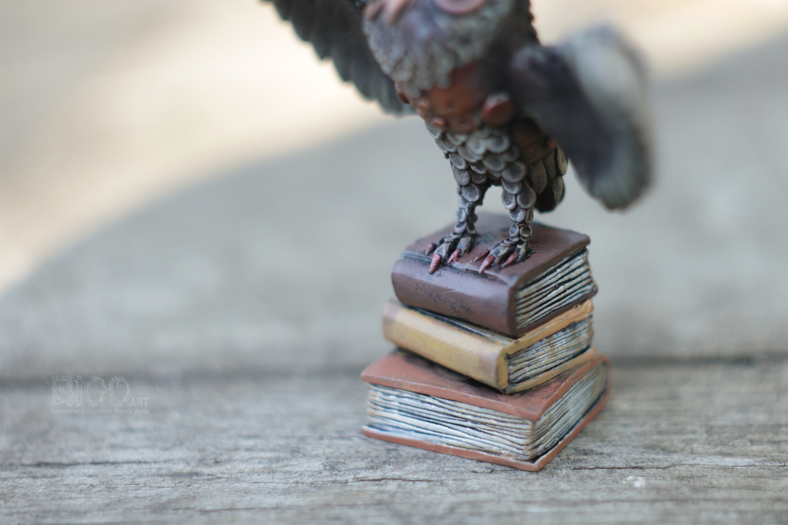 Figurine Owl in the style of steampunk, 78 mm tall. - My, Owl, Steampunk, Miniature, , Polymer clay, Longpost