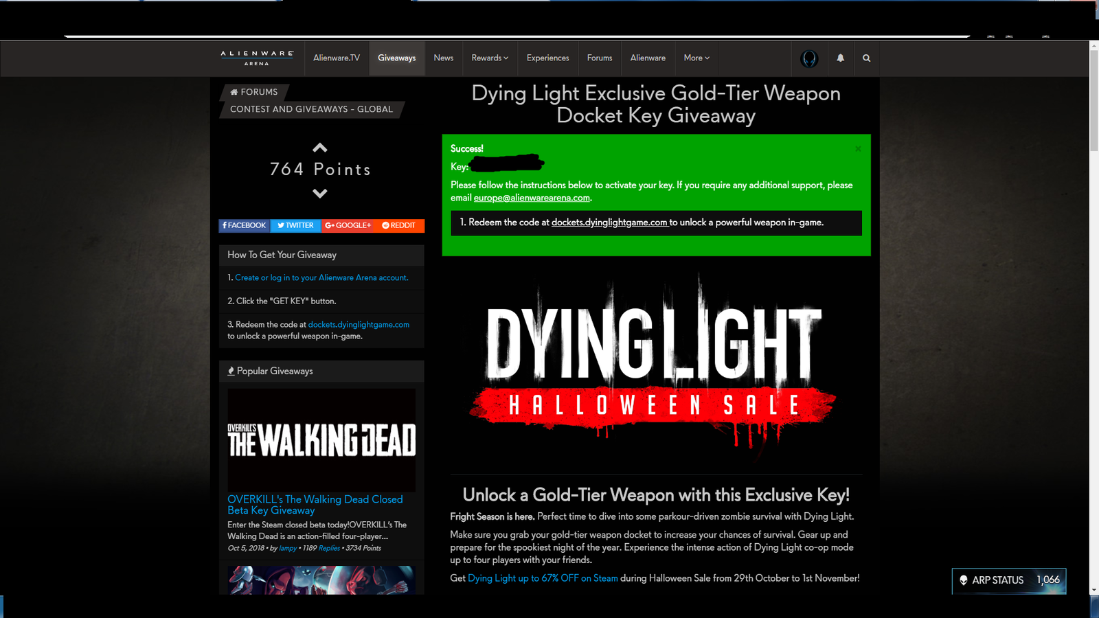 Dying light Exclusive Gold-Tier Weapon - Моё, Steam халява, Eualienwarearenacom