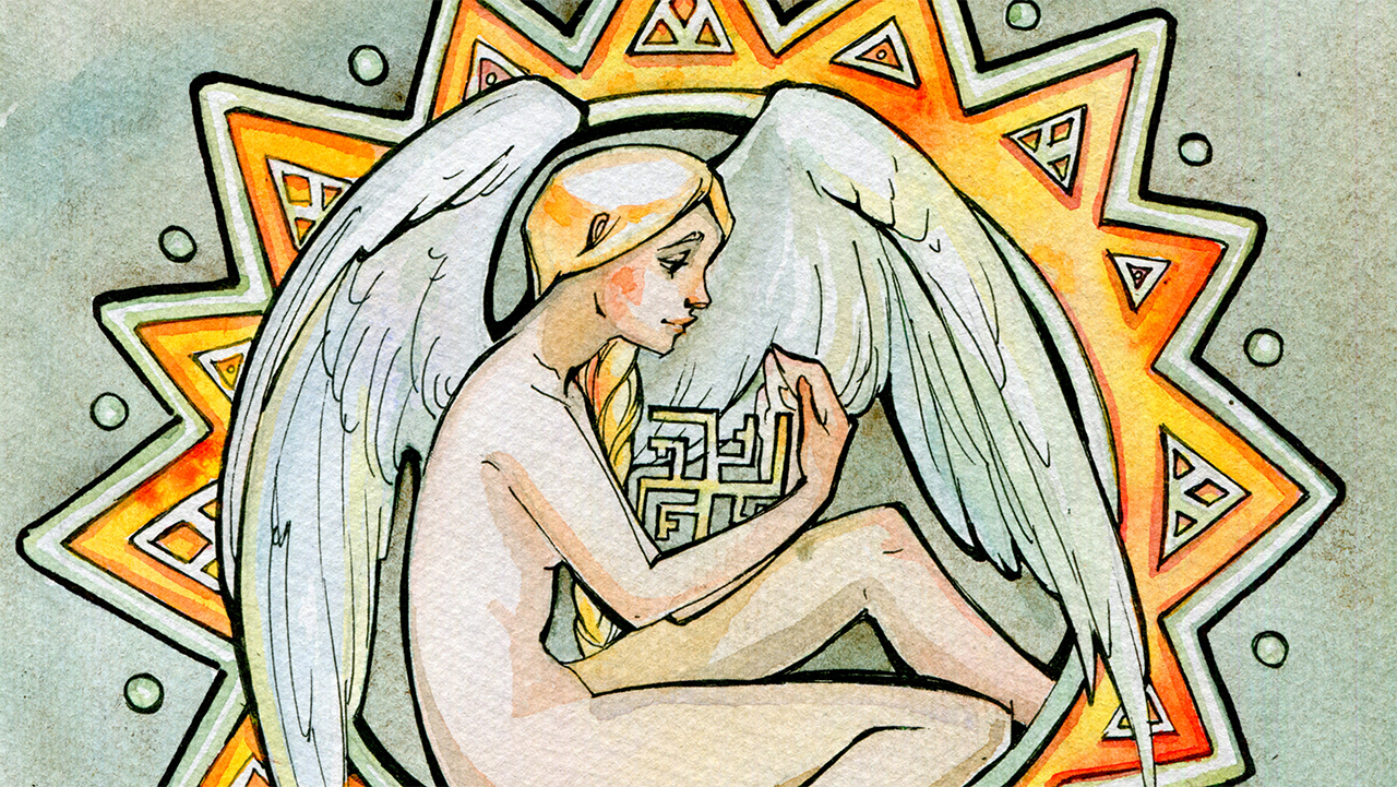 Watercolor Tales (Rune Maidens) - NSFW, My, Runes, Watercolor, , , moon, The sun, Icon, Video, Longpost, Drawing