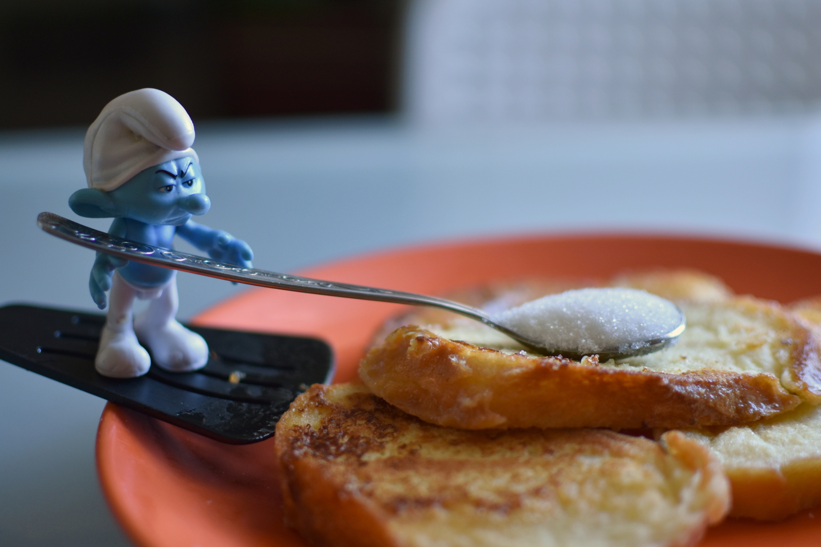 Smurf and GRENKI. - My, Preparation, Photographer, Toast, Cooking, Children, Longpost