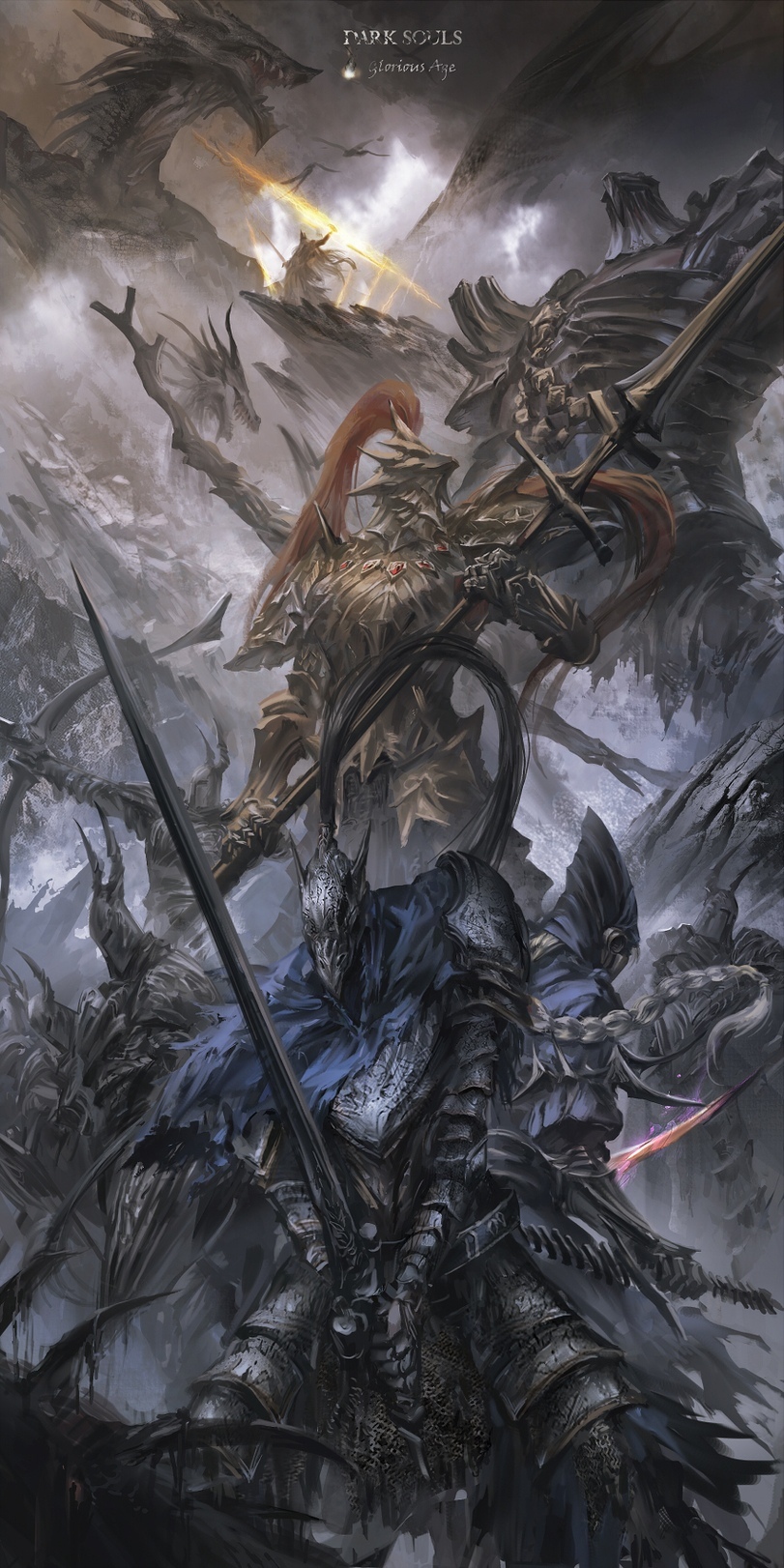 Dark souls - Dark souls, Art, Artorias, Black Knight, Dragon slayer ornstein, Goh, Ciaran, gwyn