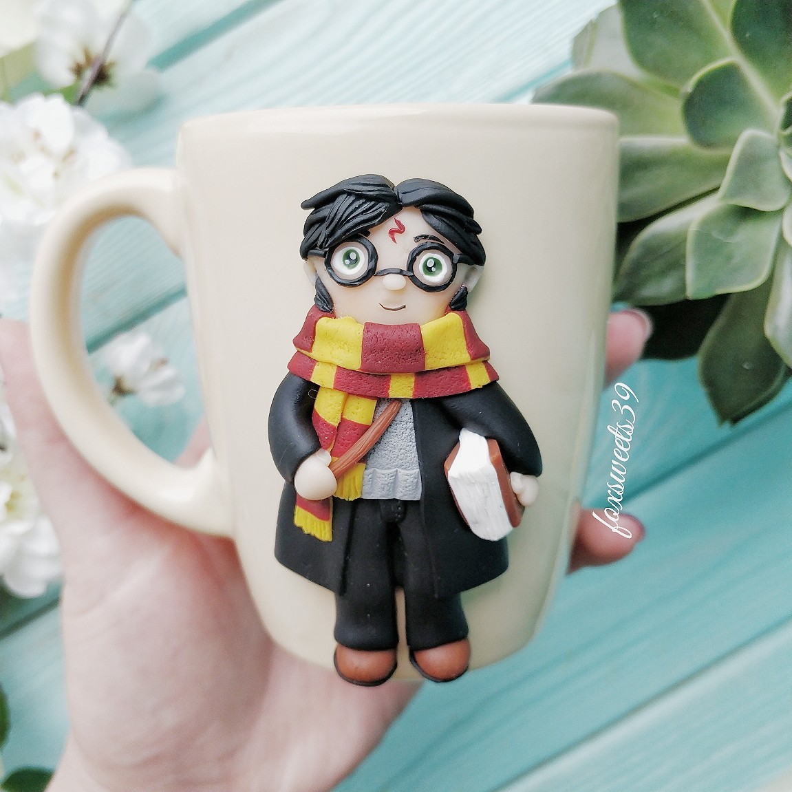 Mug with Harry Potter) - My, Harry Potter, Mug with decor, Unusual gifts, Handmade, Polymer clay