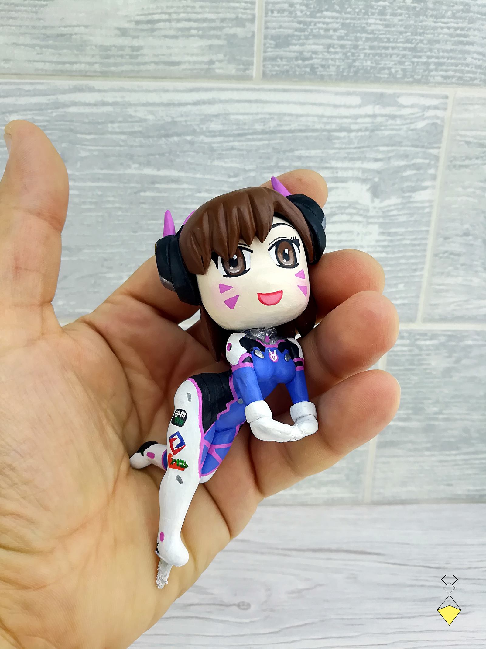 D.Va Overwatch chibi figurine (handmade) - My, Dva, Overwatch, Blizzard, Needlework without process, Blizzcon, Chibi, Figurine, Statuette, Longpost, Figurines