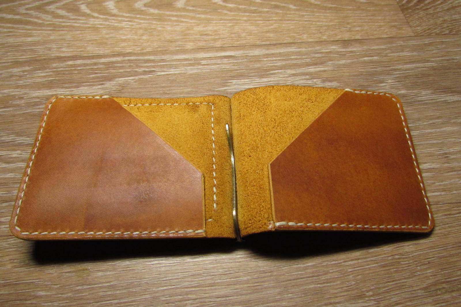 Bill holder with coin box - My, , Leather, With your own hands, Needlework with process, Longpost, Money clip