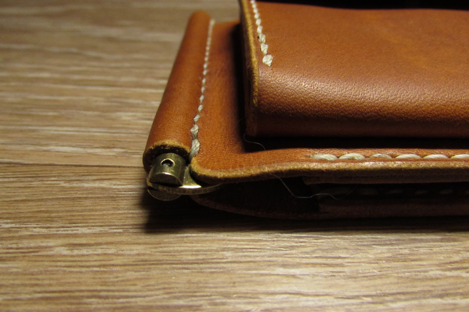 Bill holder with coin box - My, , Leather, With your own hands, Needlework with process, Longpost, Money clip