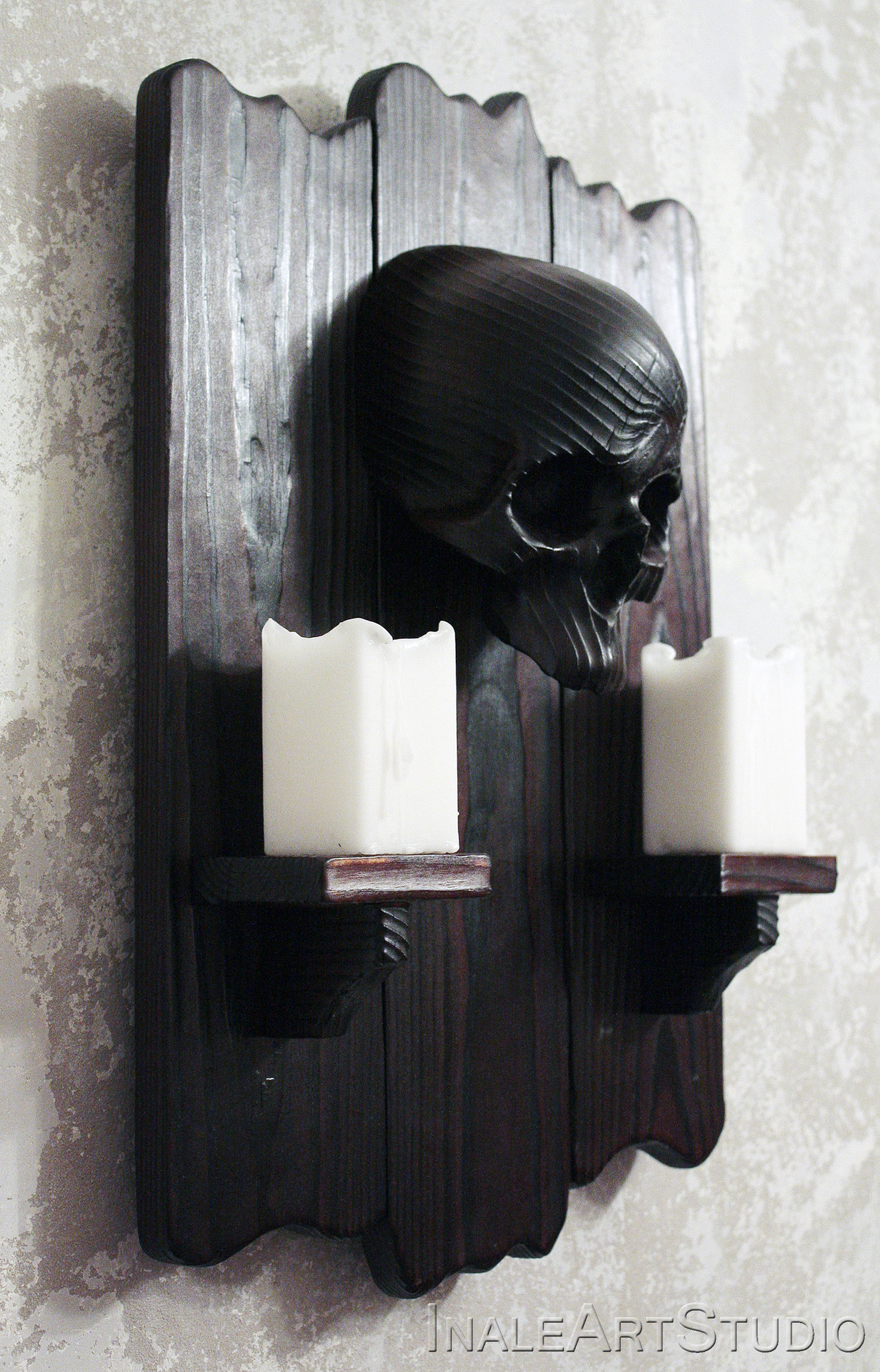 Hellish candelabra - My, Scull, Candlestick, Woodworking, Soton, Longpost