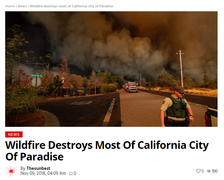 Wildfire destroys over 1,000 homes in Paradise, California - Fire, California, Paradise, Longpost, news