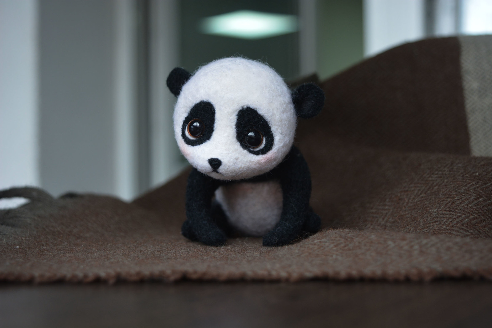 Panda made of wool - My, Dry felting, Needlework without process, Panda, Wool, Longpost