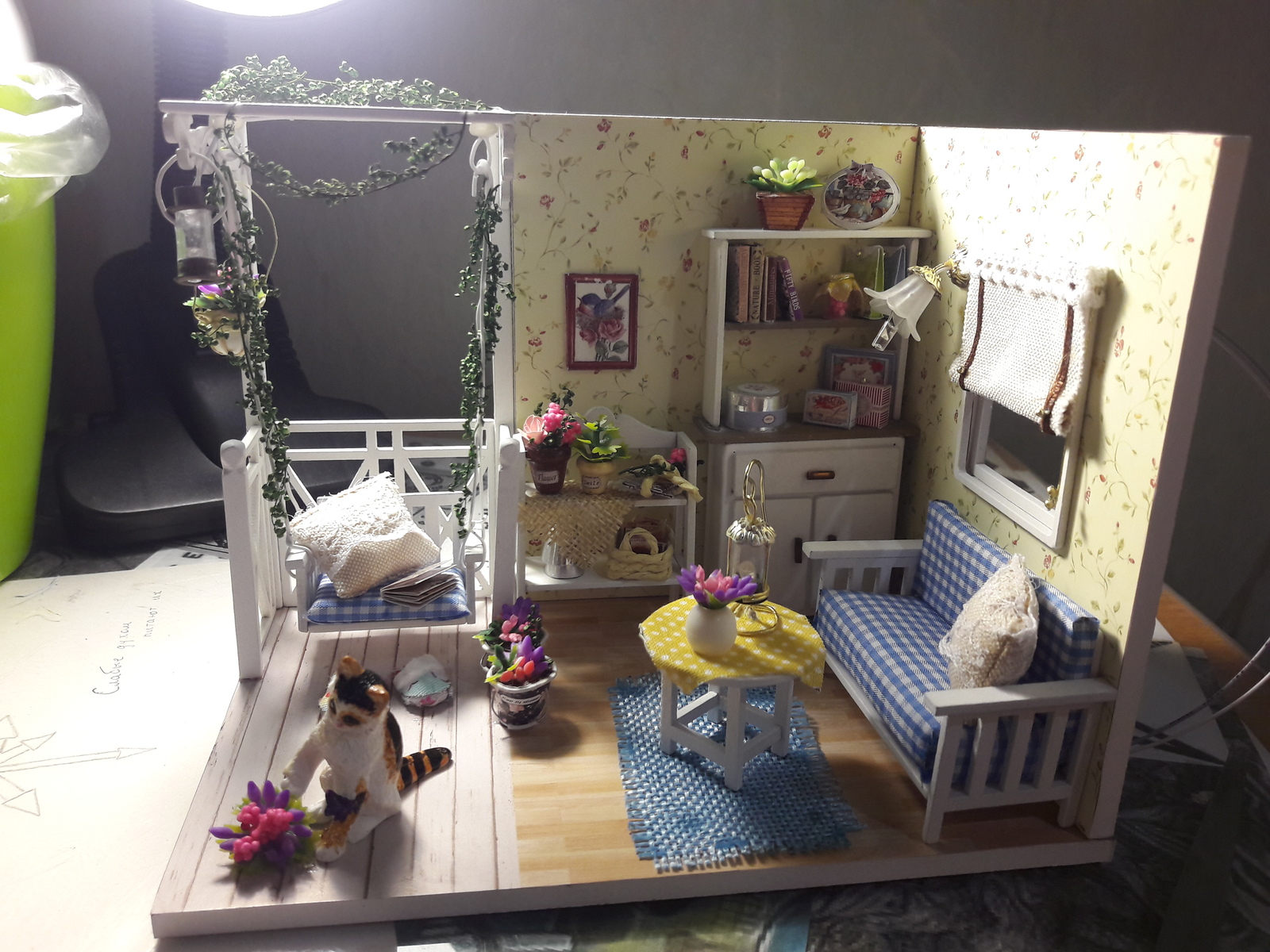 DIY house cat house - My, Miniature, Author's toy, AliExpress, Lamp, Longpost