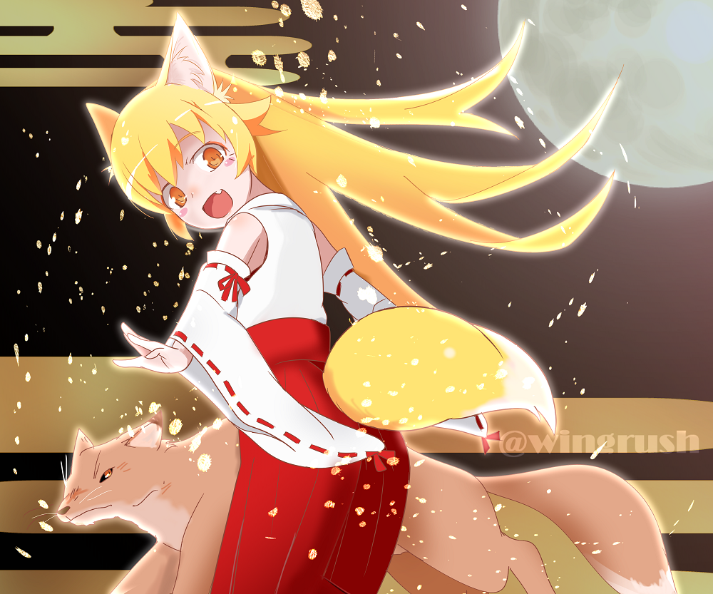 Vampire and donuts - Anime art, Crossover, Anime, Monogatari series, Shinobu oshino, Kitsune