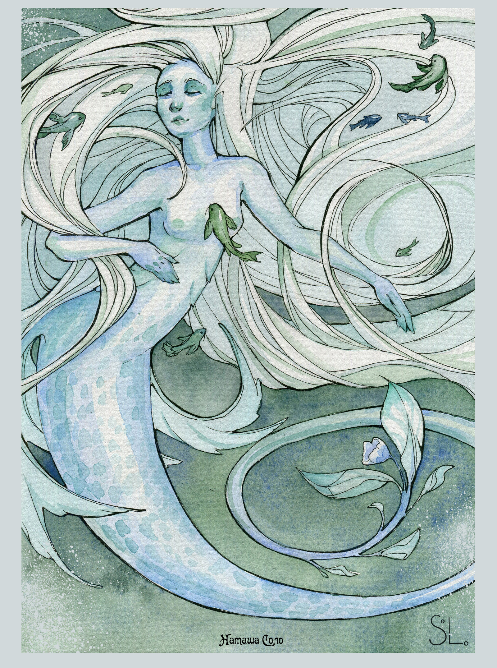 Watercolor fairy tales (winter cards) - NSFW, My, Winter, Postcard, , Watercolor, Longpost, Art, Drawing, Chimera