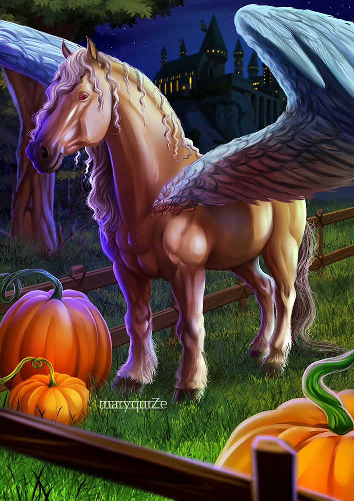 Fantastic horses of the magical world - My, Longpost, , Horses, Mythology, Harry Potter, 2D, Fan art, Digital drawing, Fantastic Beasts and Where to Find Them