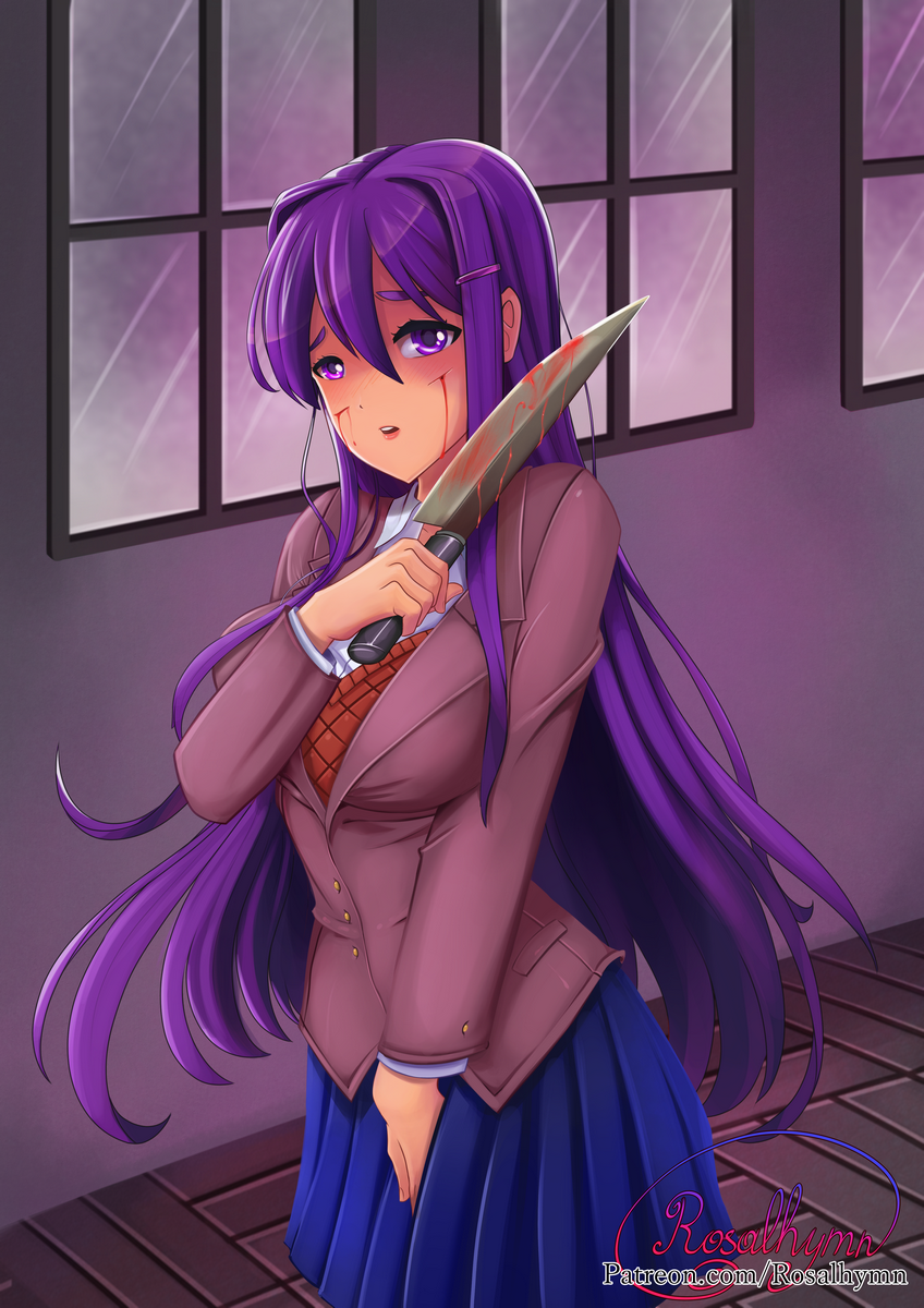 Knife's Edge - Doki Doki Literature Club, Yuri DDLC, Anime art, Anime, Visual novel, Not anime, Art