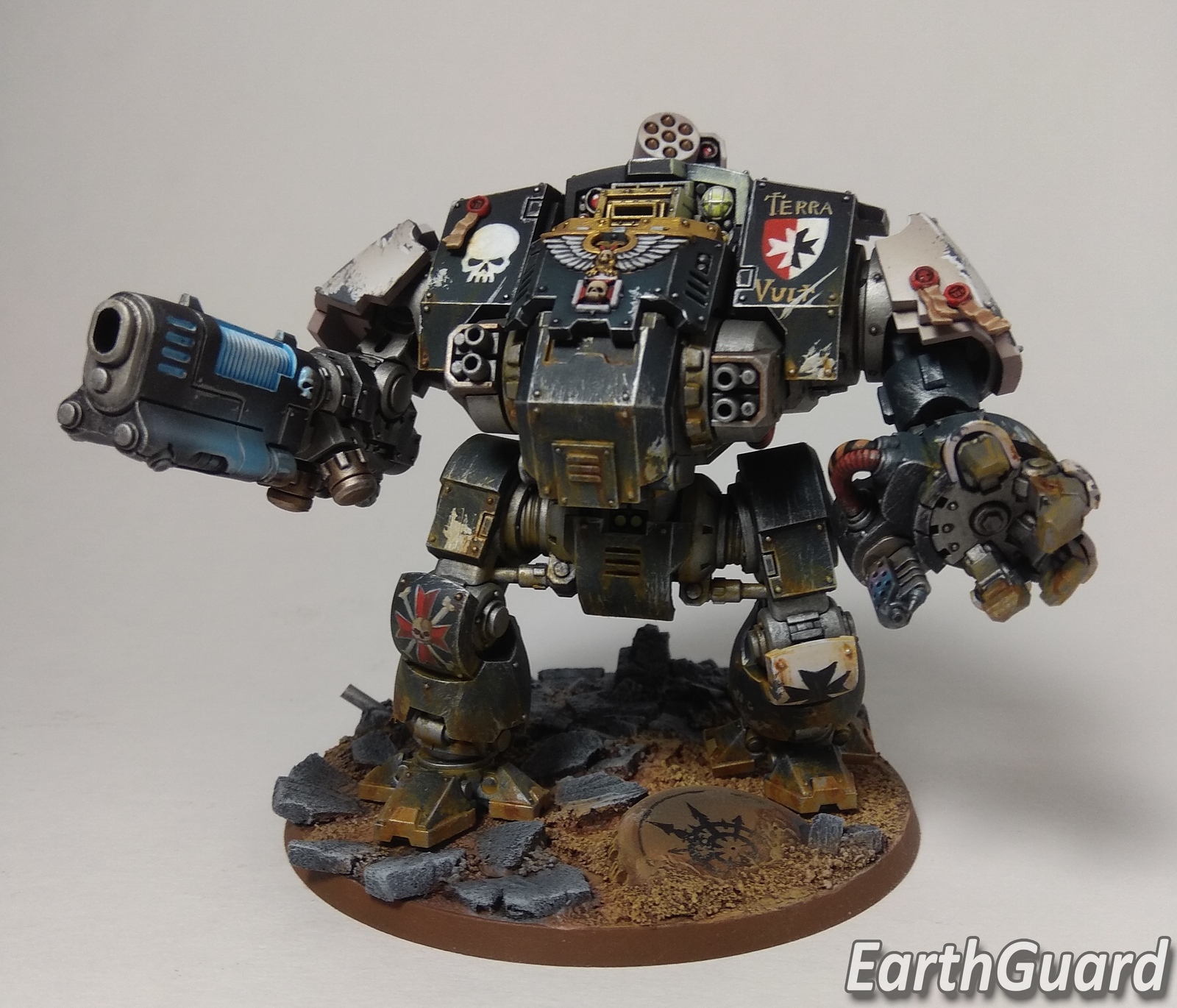 Black Templars Primaris Redemptor Dreadnought [Warhammer 40,000] - My, Wh miniatures, Longpost, Miniature, Warhammer 40k, Painting miniatures, Primaris space marines, Black templars