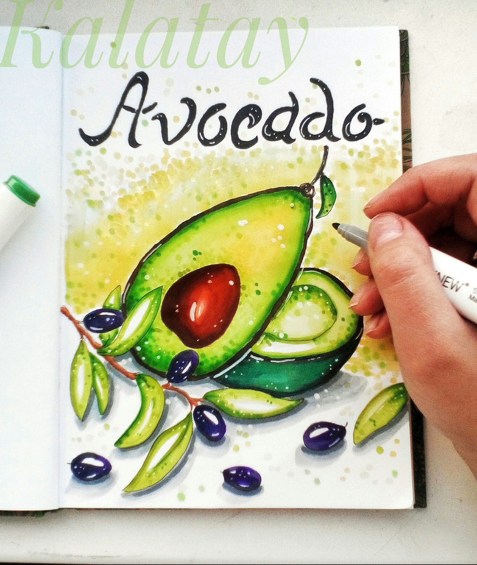 Avocado lovers - My, Drawing, Illustrations, Alcohol markers, Sketch, Sketchbook