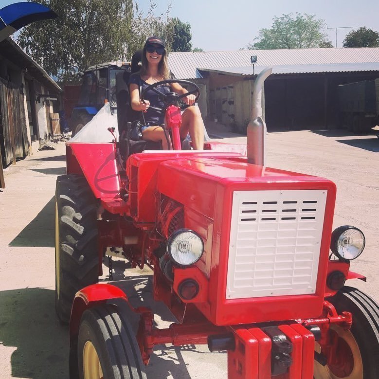 Riding a tractor? - Girls, Tractor, The photo, Beautiful girl, Joke, Humor, Longpost